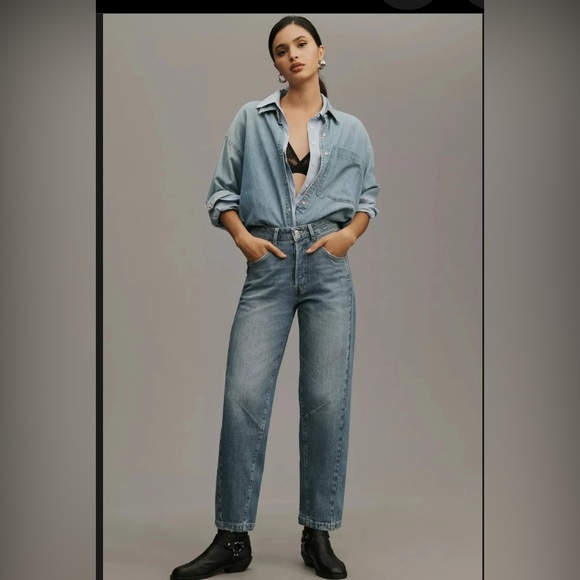 Anthropologie Denim - PILCRO reworked high rise tapered jeans size 29 in blue barrel‎ balloon